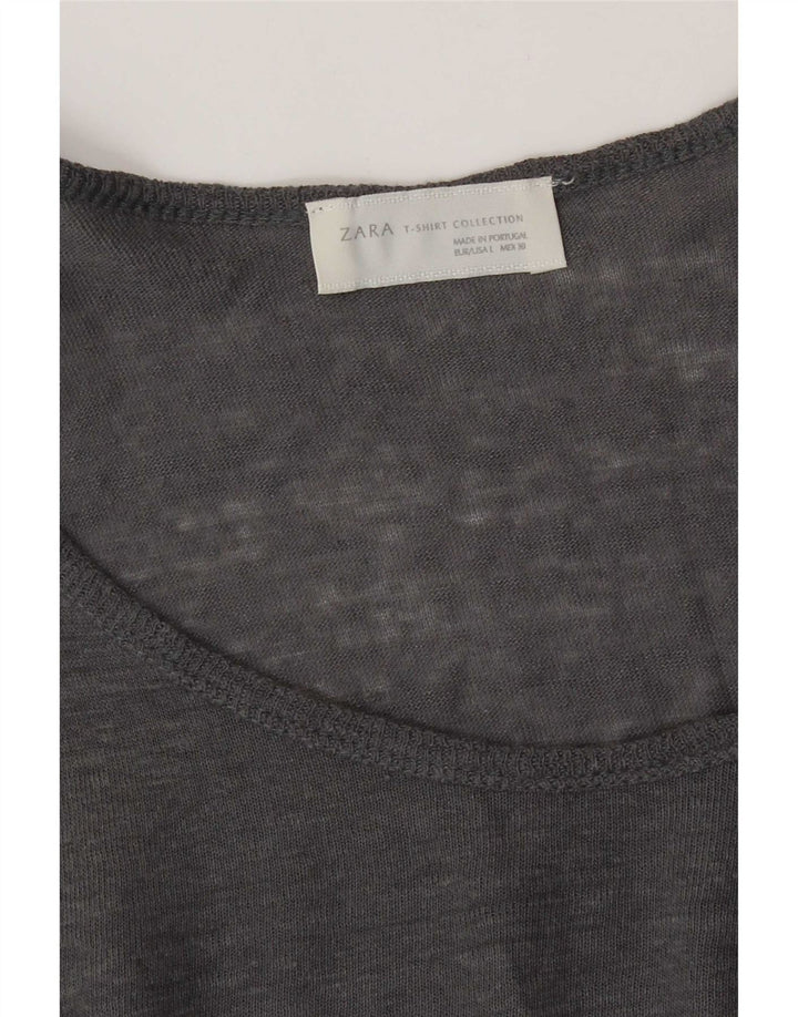 Top Zara Donna Manica 3/4 UK 16 Large Grigio