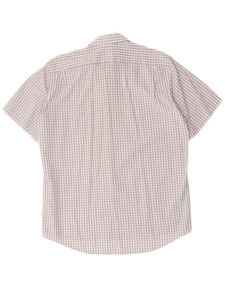 LACOSTE Camicia a maniche corte da uomo taglia 40 a quadri blu medio