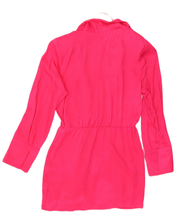 Abito a tunica a maniche lunghe avvolgente da donna Zara UK 14 Large in viscosa rosa