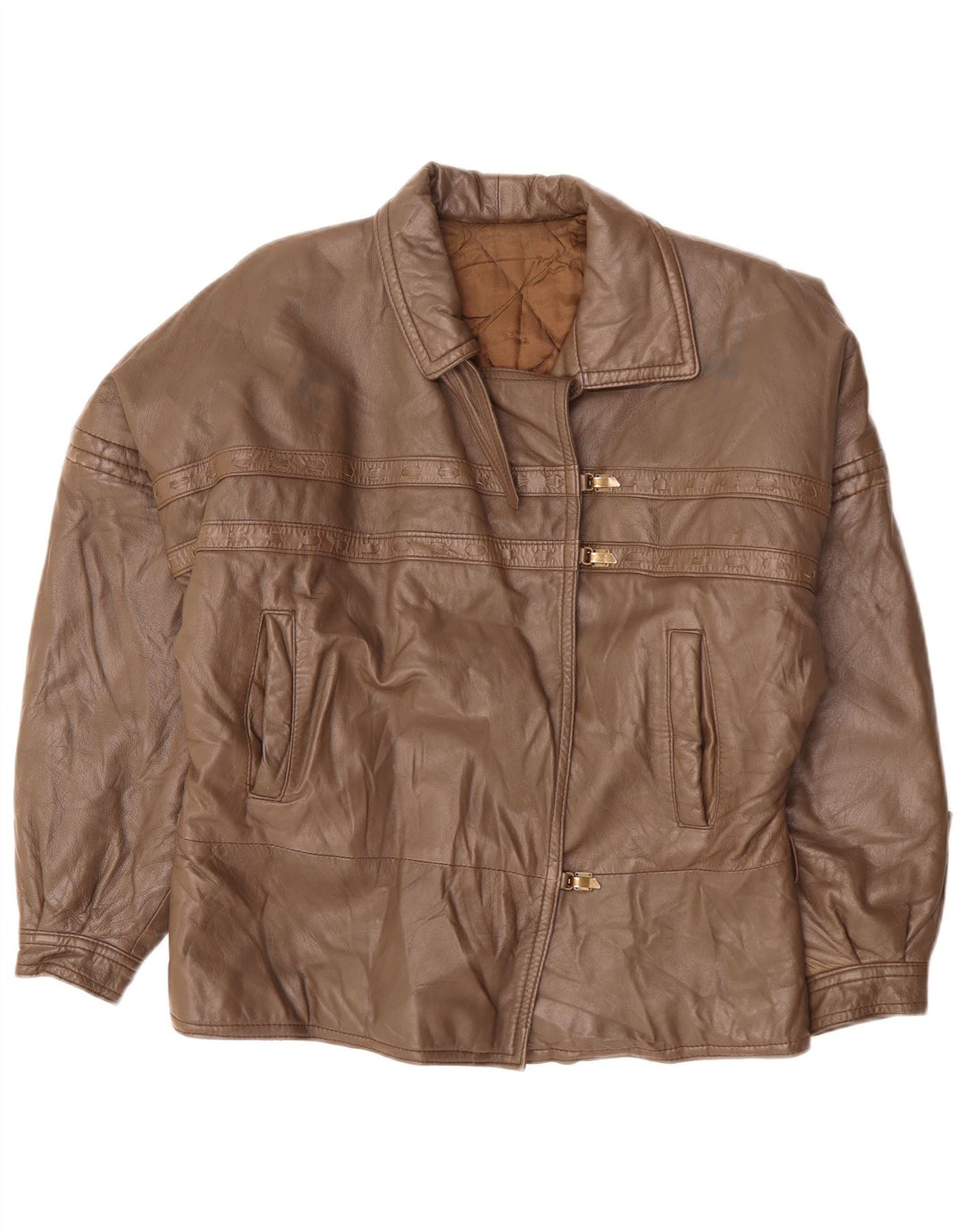 Giacca in pelle da donna VINTAGE UK 18 XL Marrone