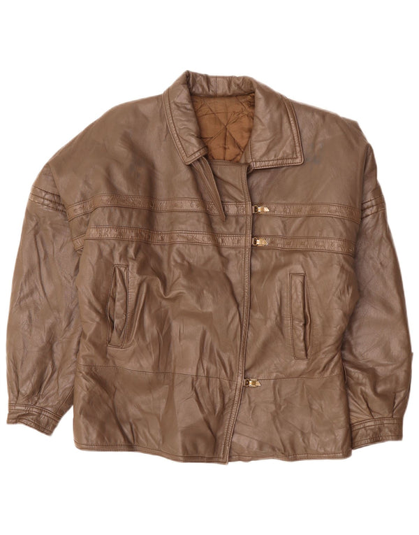 Giacca in pelle da donna VINTAGE UK 18 XL Marrone