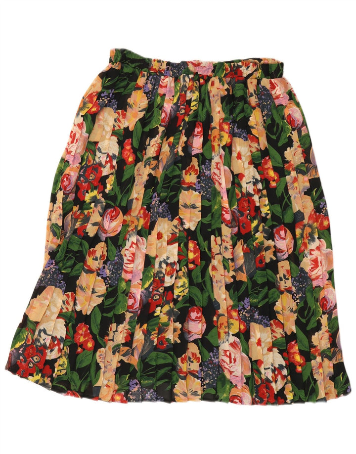 Gonna a pieghe vintage da donna IT 48 XL W38 Poliestere floreale multicolore