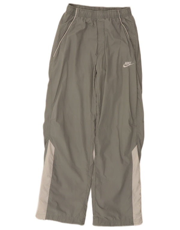 NIKE Girls Tracksuit Trousers 12-13 Years Large Grey Colourblock Polyester