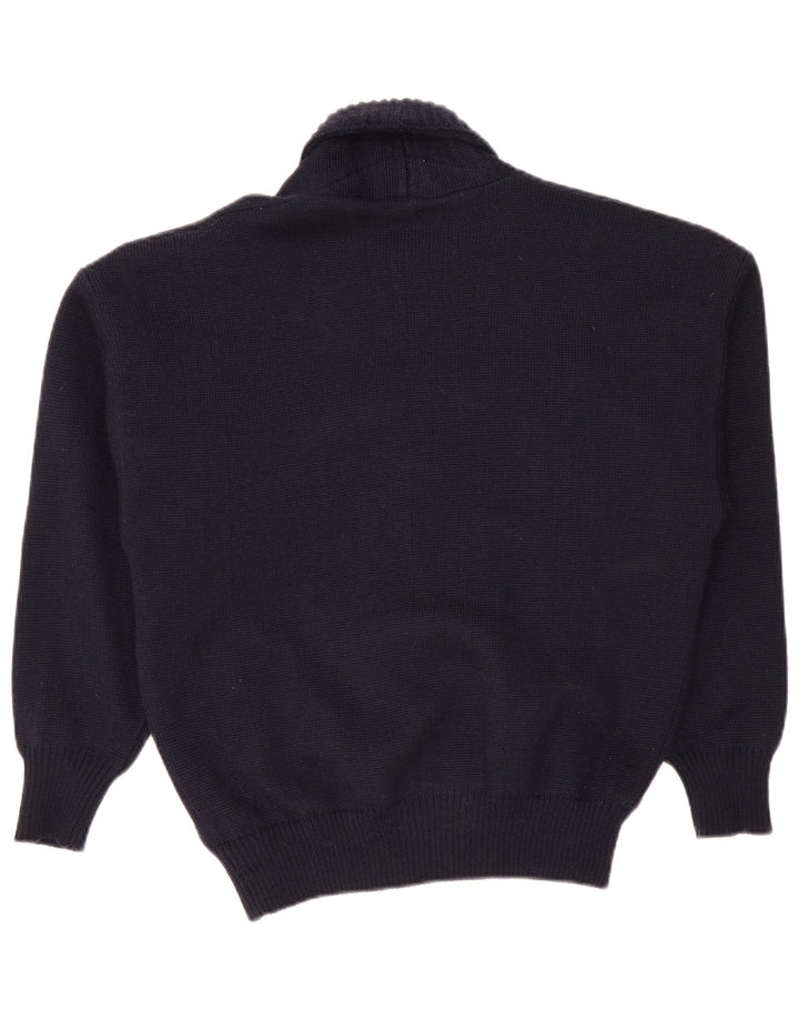 Maglione cardigan da uomo VINTAGE IT 50 medio in lana blu navy