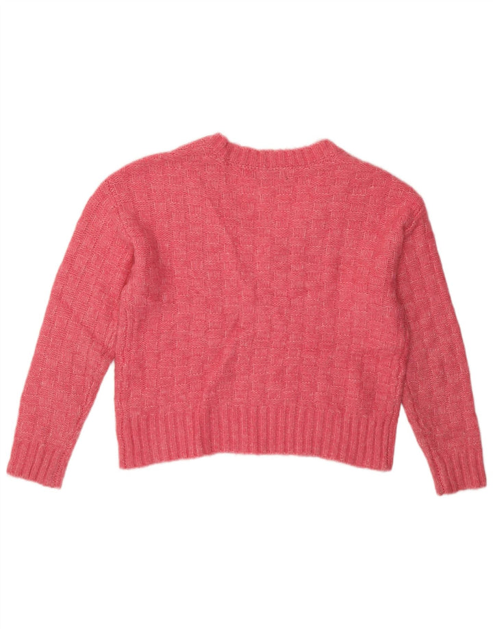 MARKS & SPENCER Maglione oversize da donna con scollo a V UK 10 Piccolo Rosa