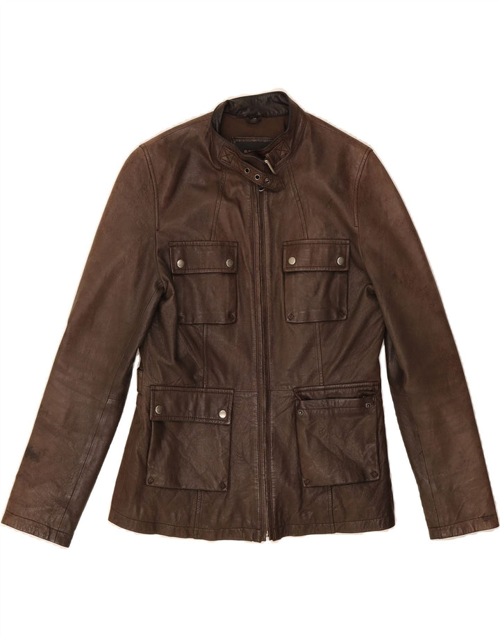 H.I.S Womens Leather Jacket EU 36 Small Brown Leather Vintage H.I.S and Second-Hand H.I.S from Messina Hembry 