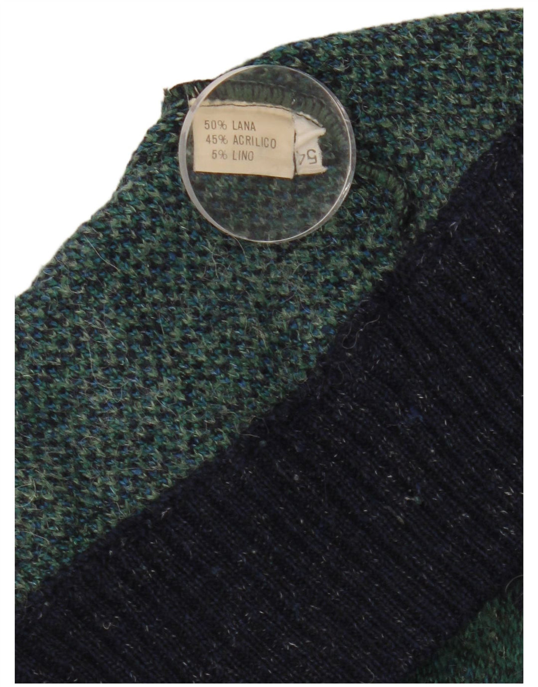 Maglione cardigan da uomo vintage IT 54 XL Lana a quadri blu navy