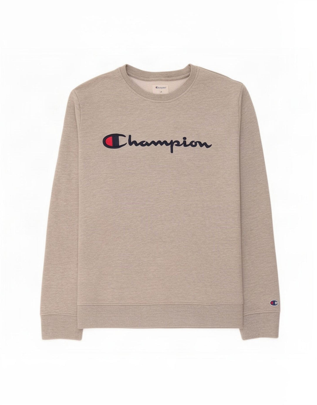 Felpa grafica da uomo Champion, maglione grande, cotone grigio