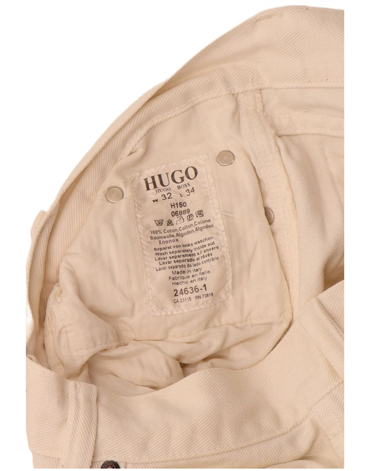 Jeans dritti da uomo Hugo Boss W32 L34 cotone bianco sporco