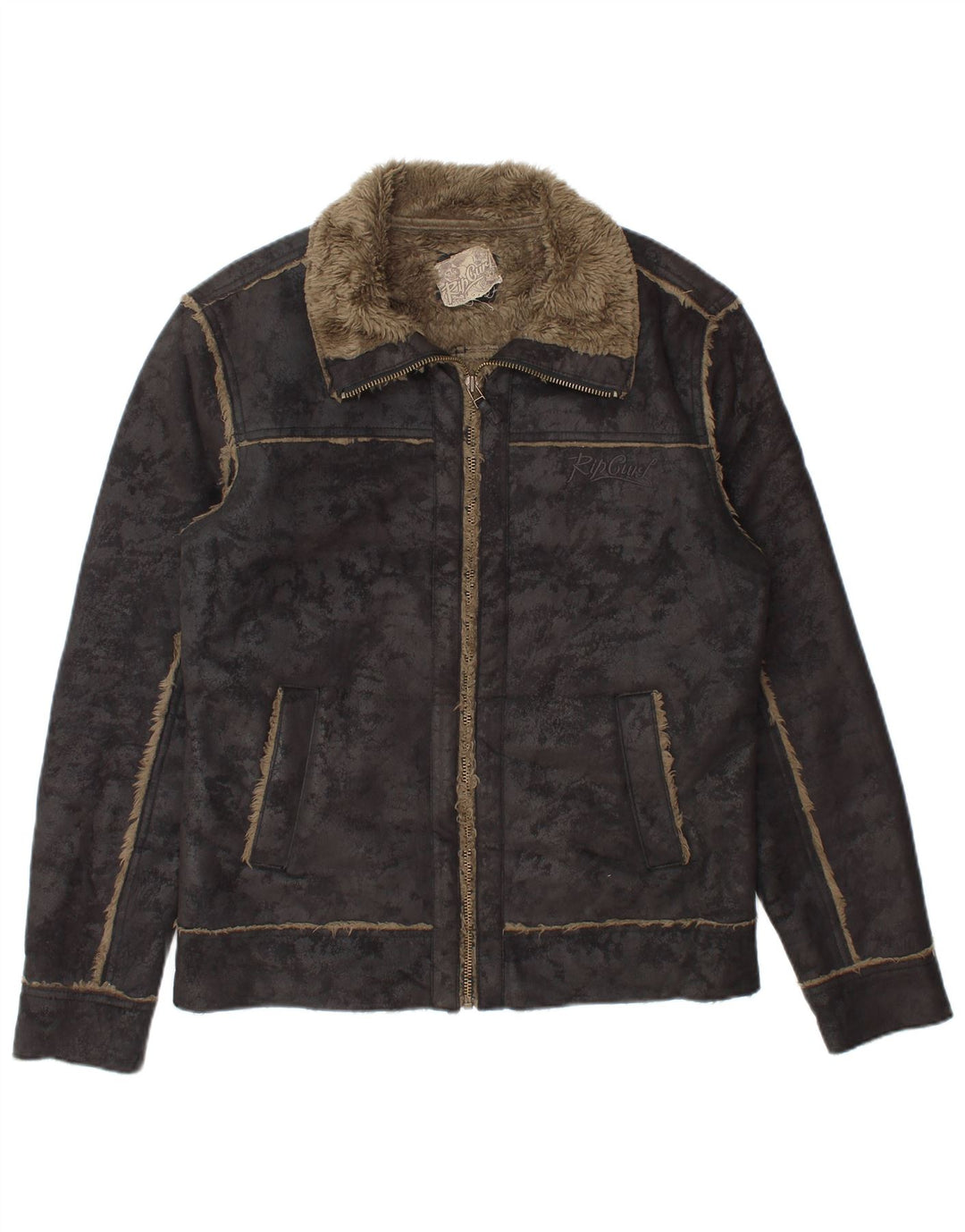 Giacca Sherpa da uomo con zip Rip Curl UK 36 Small Poliestere nero tie-dye