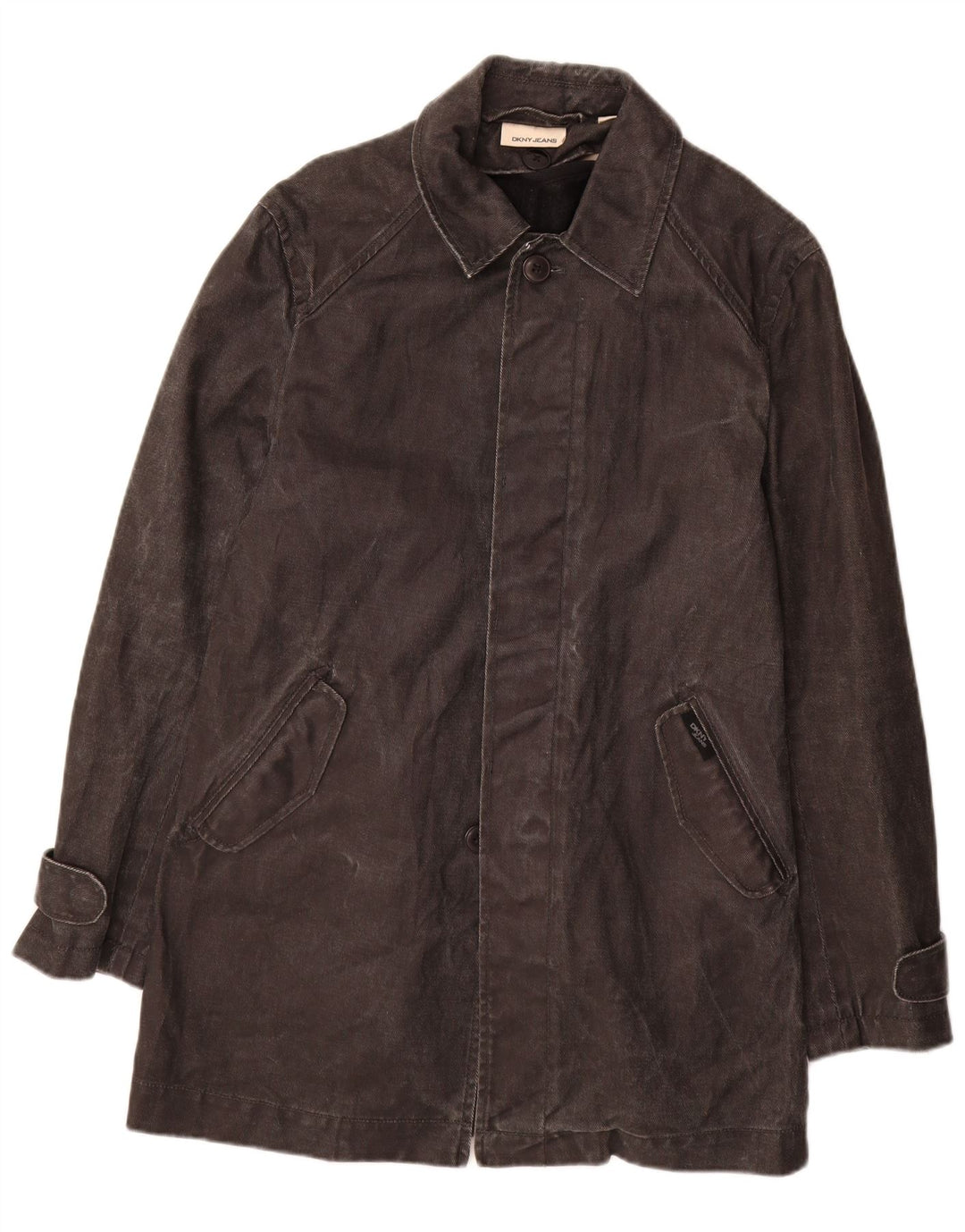 Cappotto in denim da uomo Dkny UK 36 piccolo ramiè nero