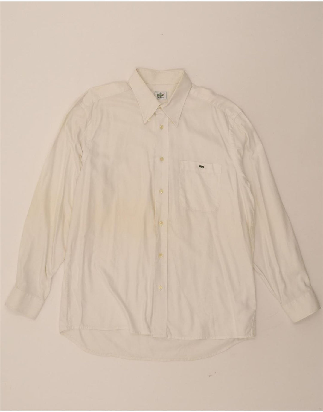 LACOSTE Mens Shirt Size 42 Large White Cotton Vintage Lacoste and Second-Hand Lacoste from Messina Hembry 
