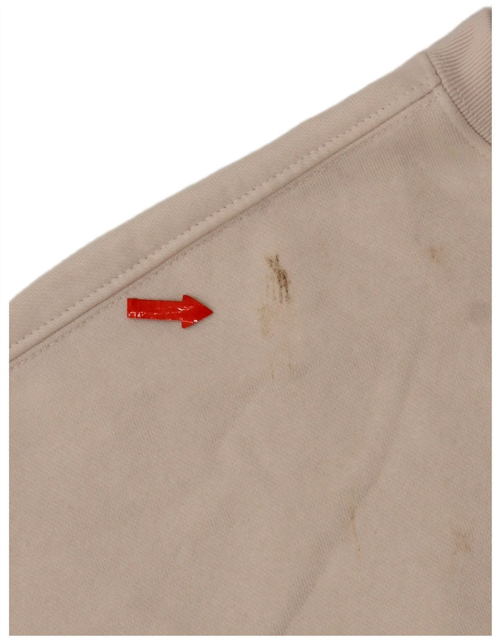 Felpa oversize corta da donna Adidas, maglione UK 14, cotone beige medio