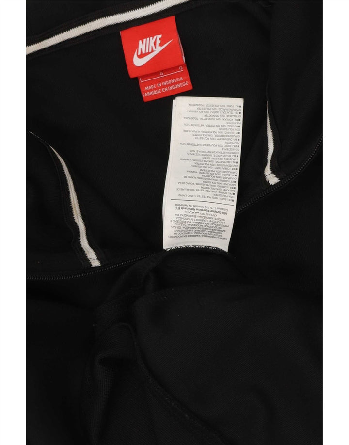 Felpa con cappuccio e zip Nike da uomo, grande, in poliestere color block nero