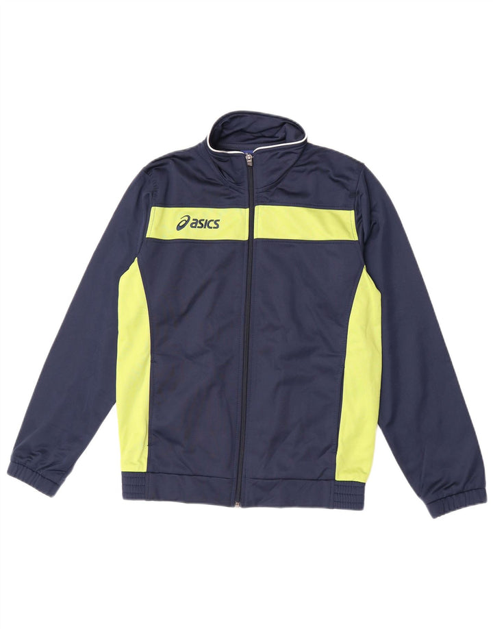 Giacca da tuta grafica da ragazzo Asics, 11-12 anni, color block blu navy