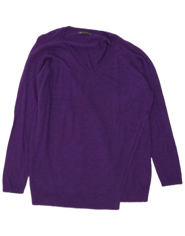 Maglione maglione con scollo a V da donna Marks & Spencer UK 18 XL Viola