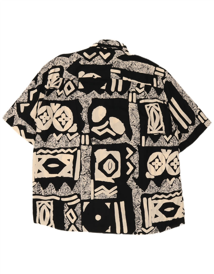 Camicia vintage da uomo a maniche corte IT 42 grande patchwork nero