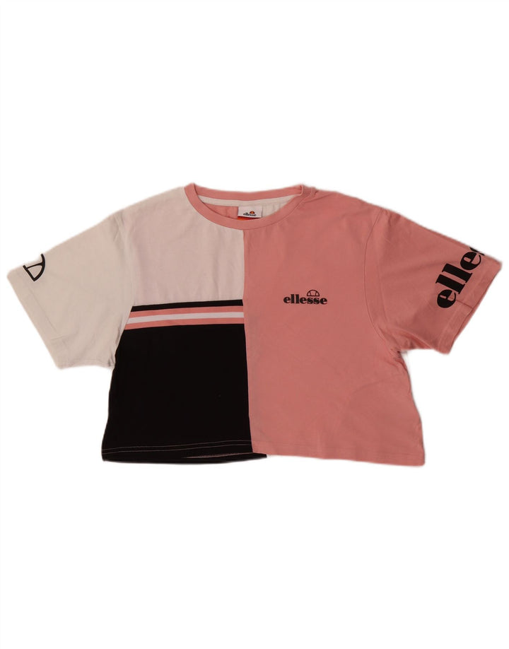 ELLESSE Womens Graphic T-Shirt Top UK 12 Medium Multicoloured Colourblock