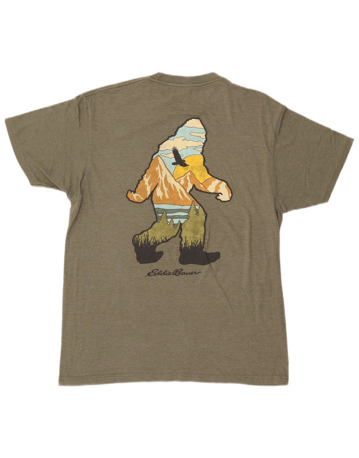 T-shirt grafica da uomo EDDIE BAUER Top grande in cotone kaki