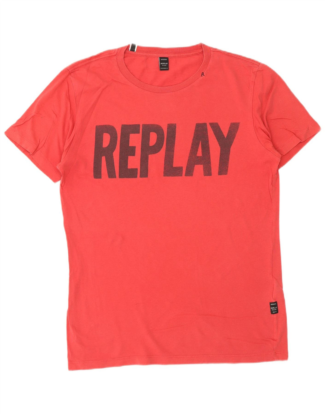 REPLAY T-shirt grafica da uomo Top rosso medio in cotone