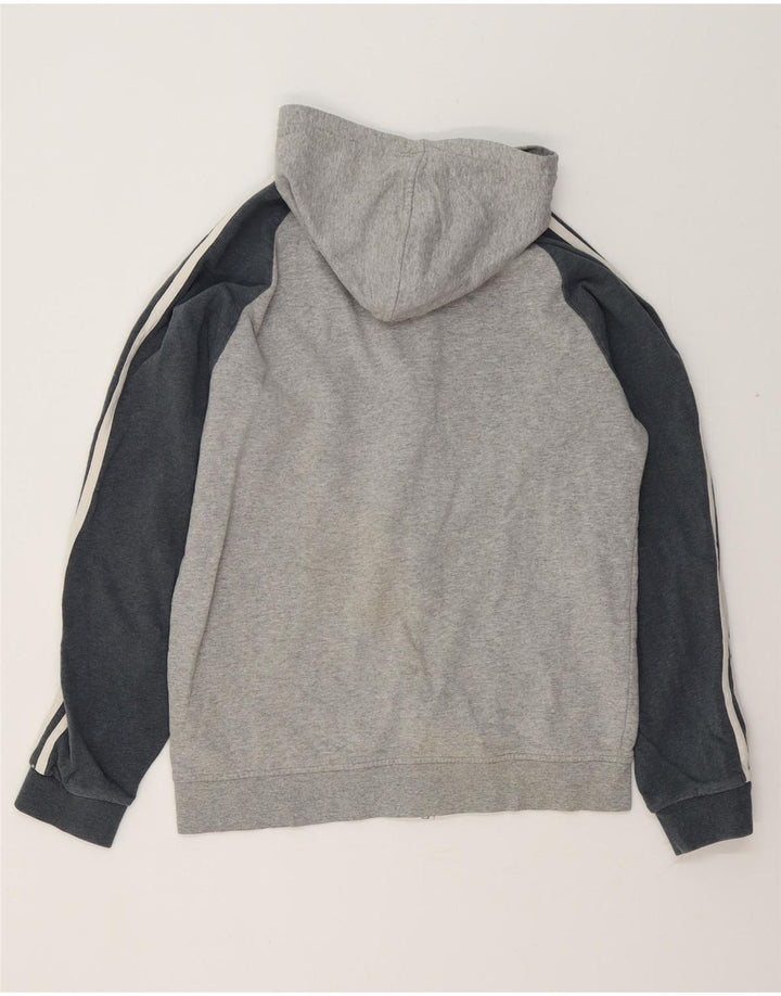 Maglione con cappuccio e zip da uomo ADIDAS in cotone color block grigio medio