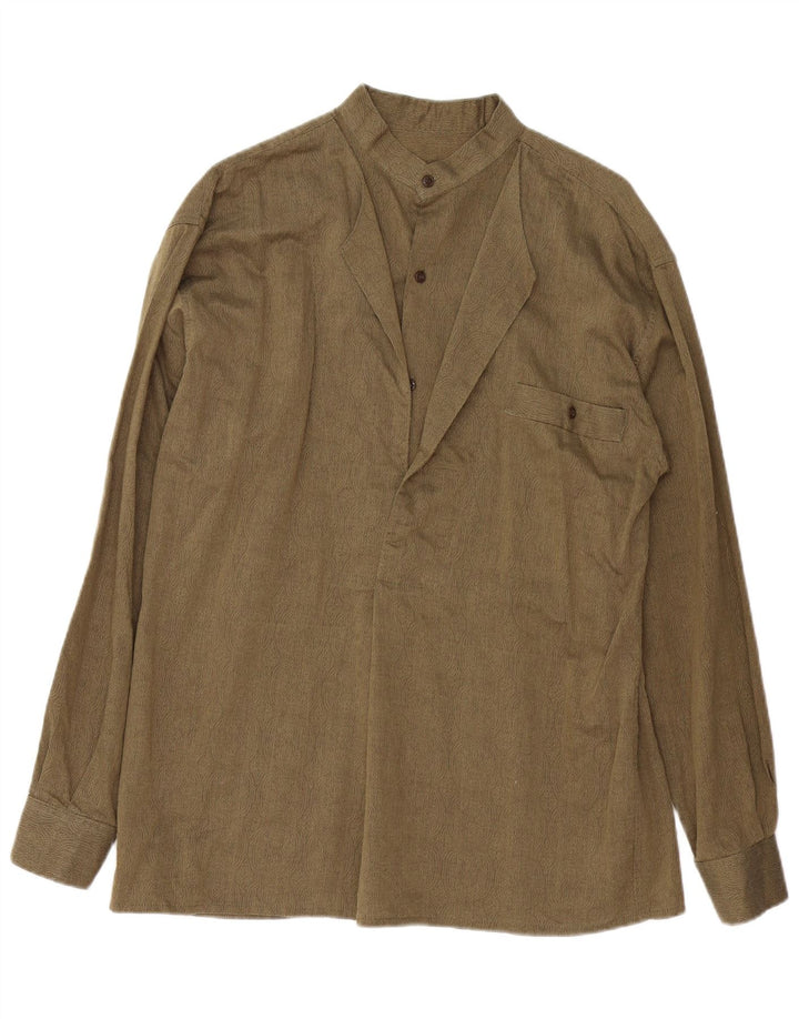 Camicia pullover vintage da uomo grande in cotone Cachi Paisley