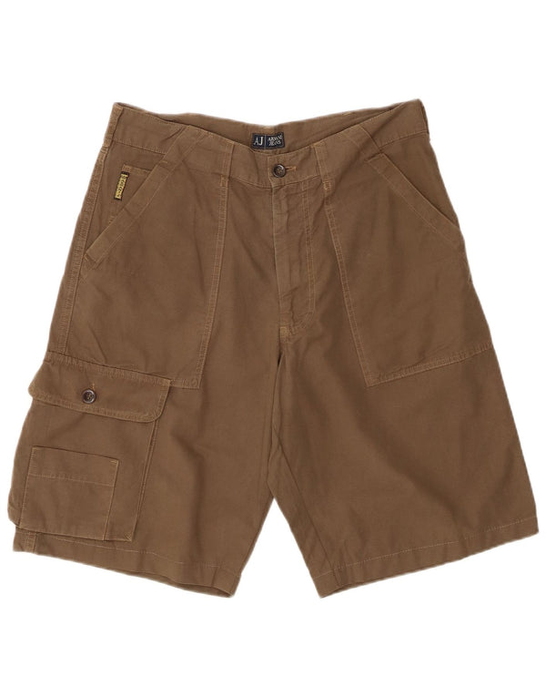 Armani Mens Cargo Shorts IT 46 Small W30 Brown Cotton