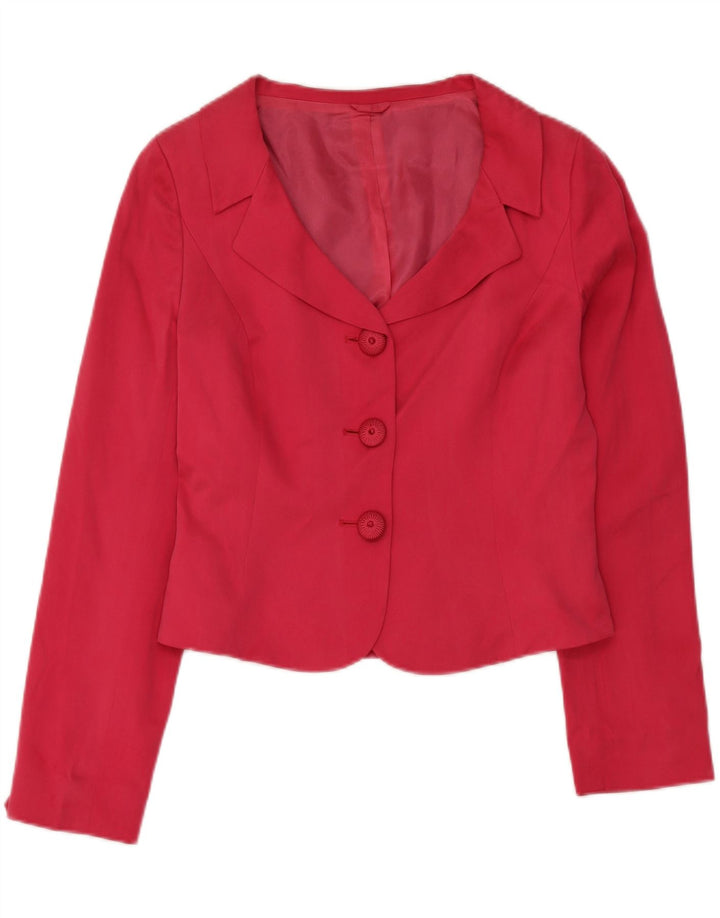 Giacca blazer a 3 bottoni corta da donna Hobbs UK 12 seta rosa media