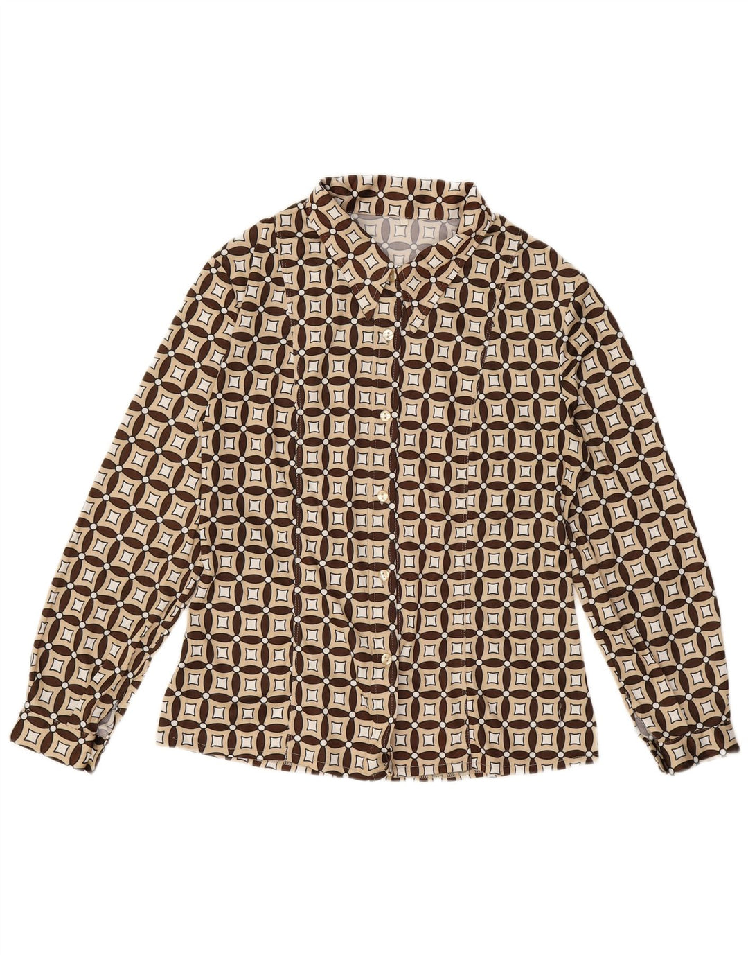 Camicia da donna VINTAGE UK 16 Lana geometrica beige grande