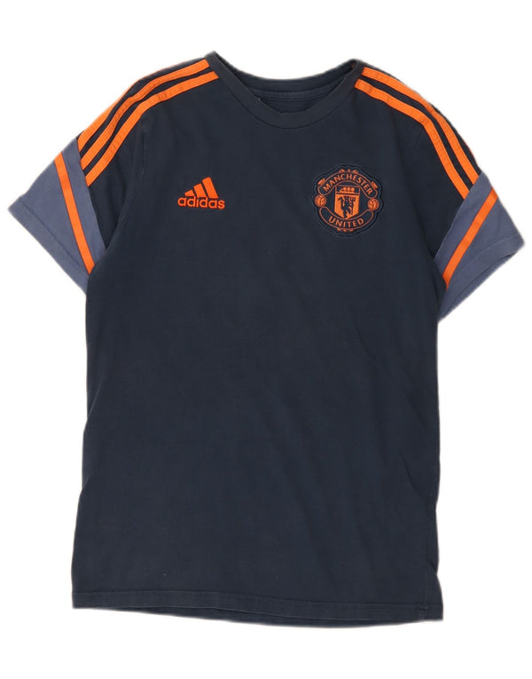 Maglietta grafica Adidas da ragazzo del Manchester United, 13-14 anni, blu navy