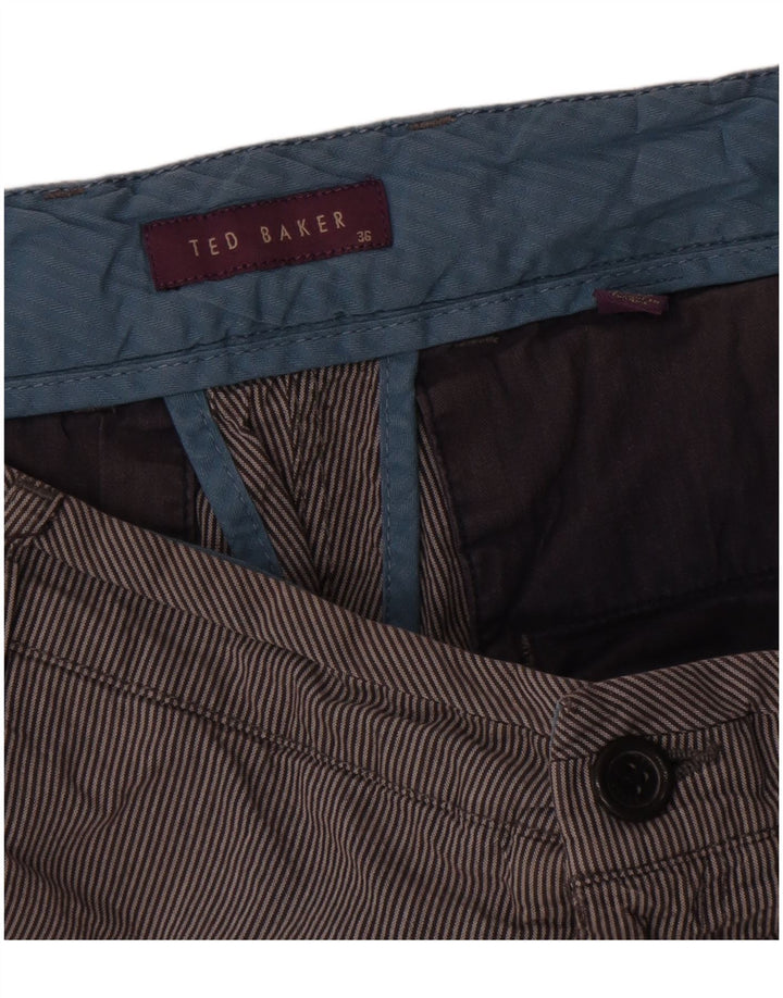Pantaloncini chino da uomo Ted Baker W36 grande cotone gessato grigio
