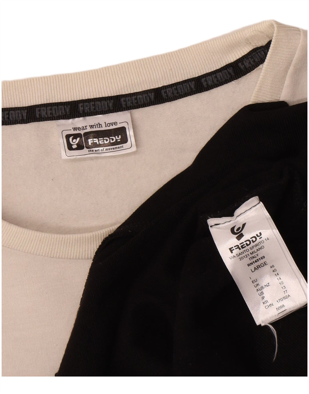 Felpa grafica da donna Freddy Jumper UK 14 Large Black Colourblock