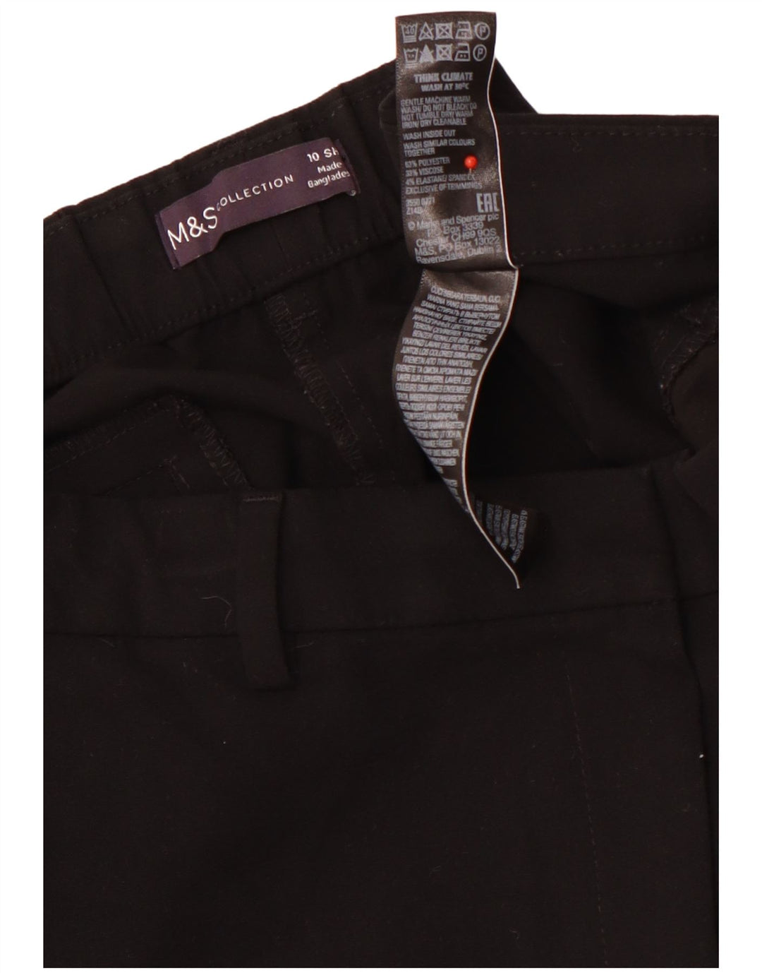 MARKS & SPENCER Pantaloni chino corti da donna UK 10 piccoli W29 L28 neri
