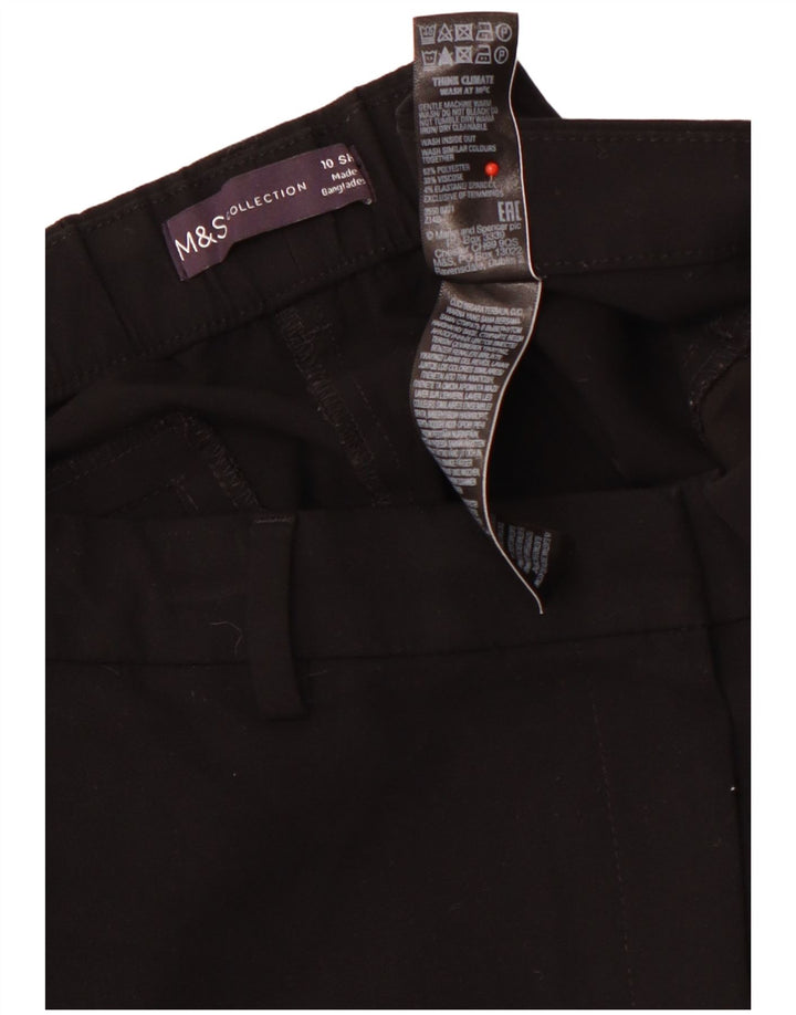 MARKS & SPENCER Pantaloni chino corti da donna UK 10 piccoli W29 L28 neri