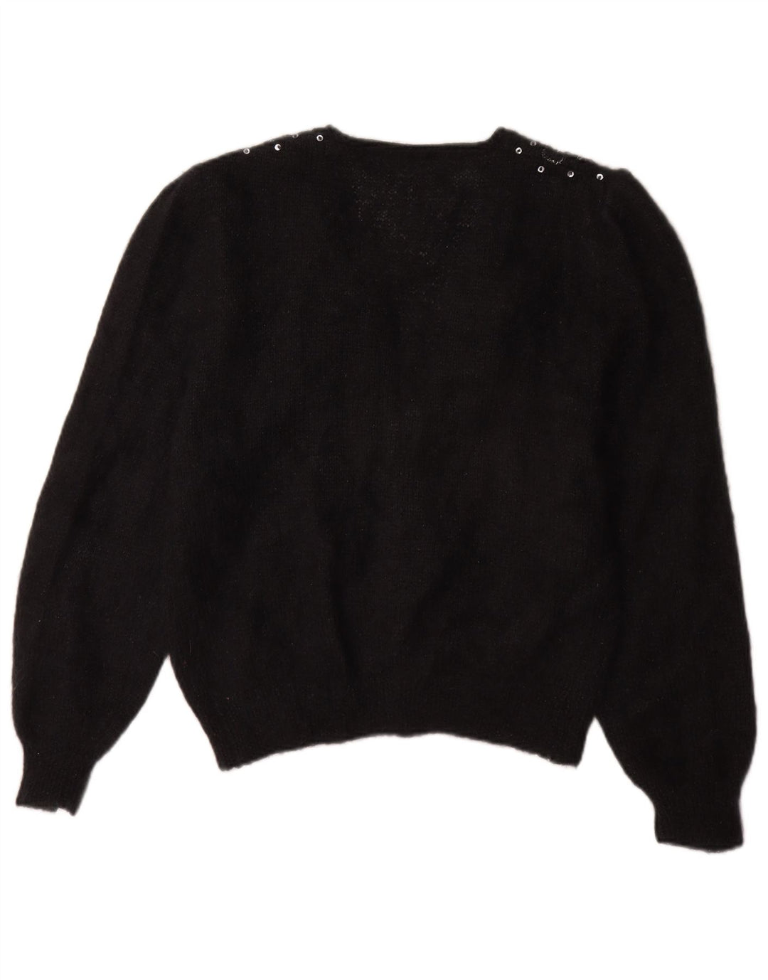 Maglione cardigan da donna vintage UK 16 grande nero