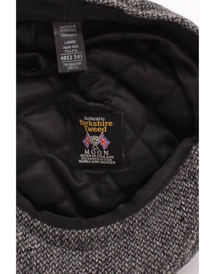 Marks & Spencer Coppola da uomo grande in lana a spina di pesce grigia classica