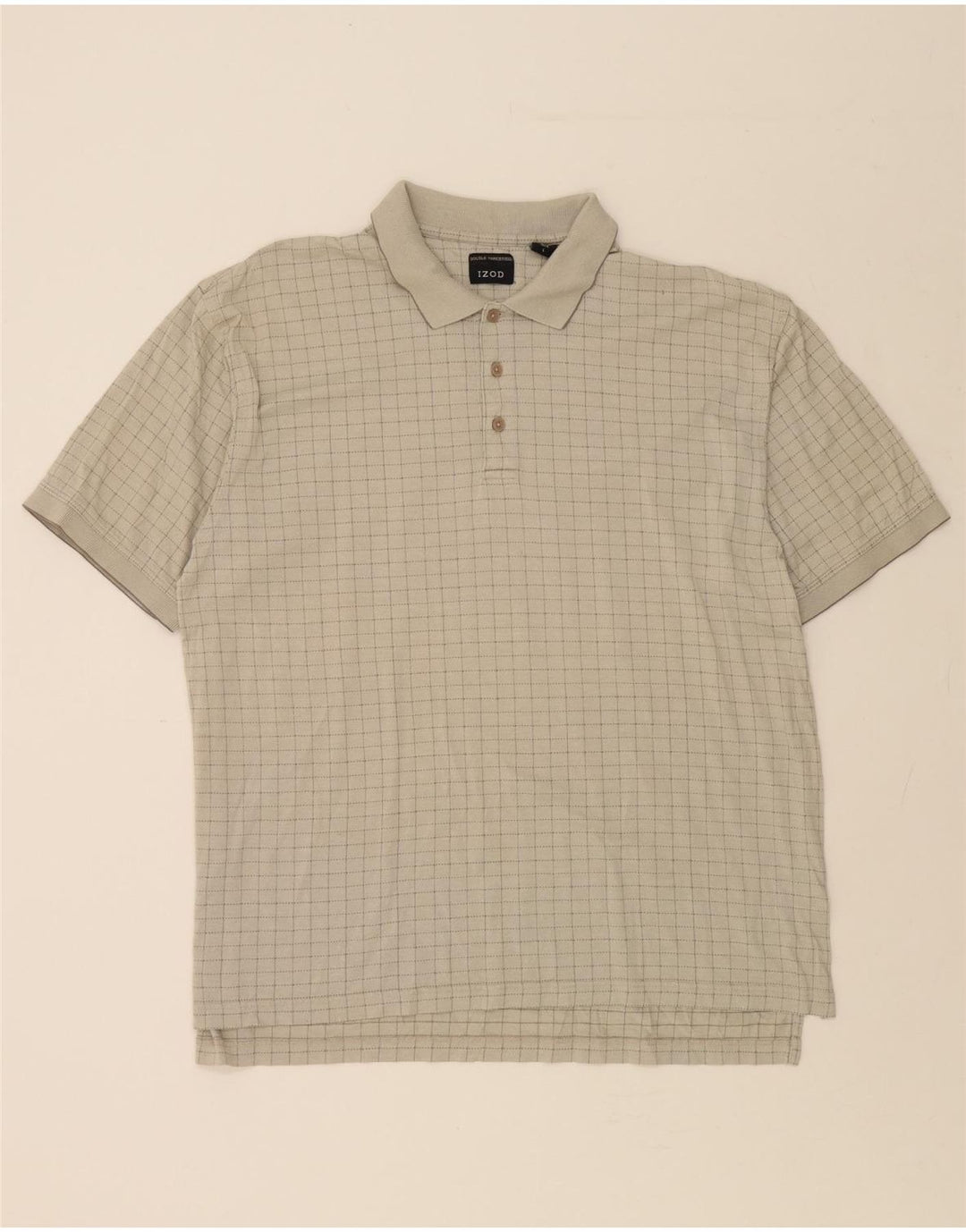 IZOD Mens Polo Shirt Large Grey Check Cotton Vintage Izod and Second-Hand Izod from Messina Hembry 
