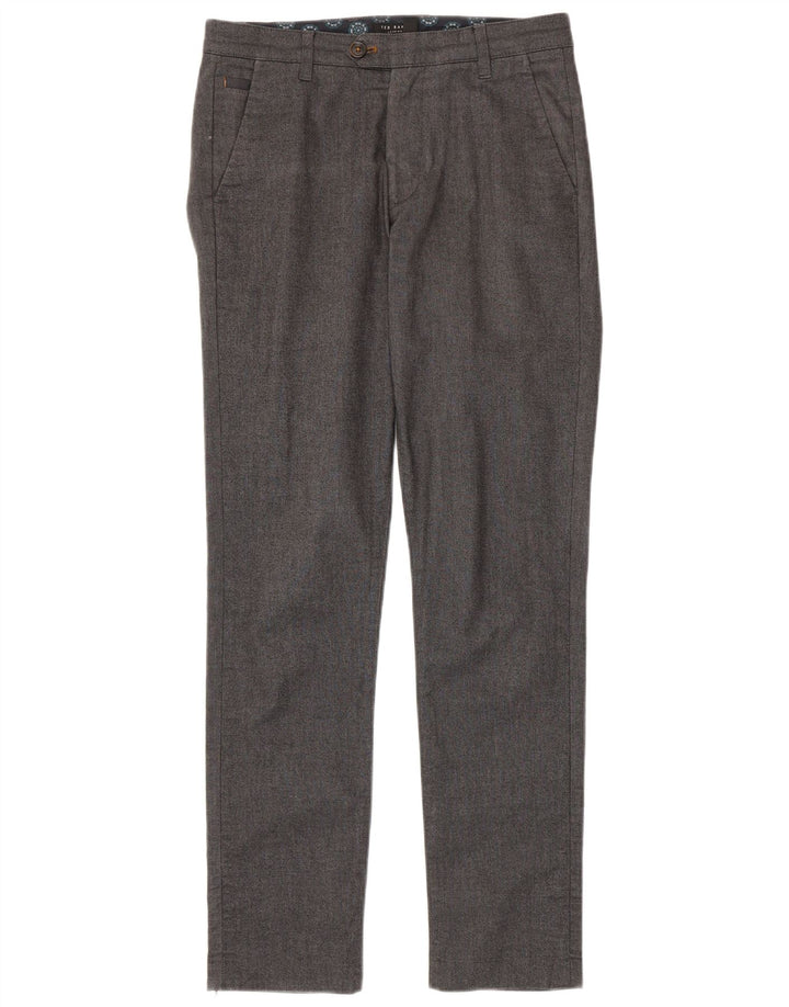 Pantaloni da abito slim da uomo Ted Baker W30 L32 cotone chiazzato grigio