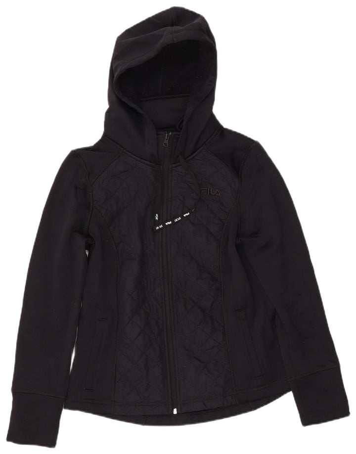 Maglione con cappuccio e zip da donna FILA UK 10 piccolo poliestere nero
