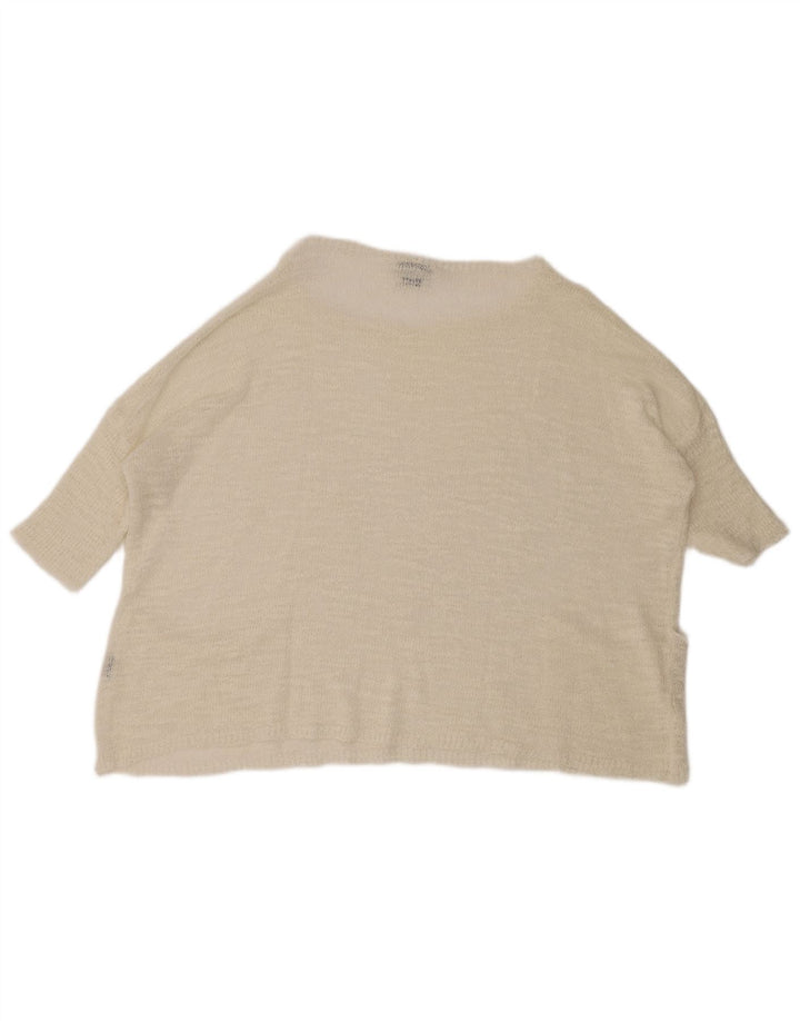 Maglione da donna Zara con scollo a barchetta trasparente UK 14 medio bianco sporco