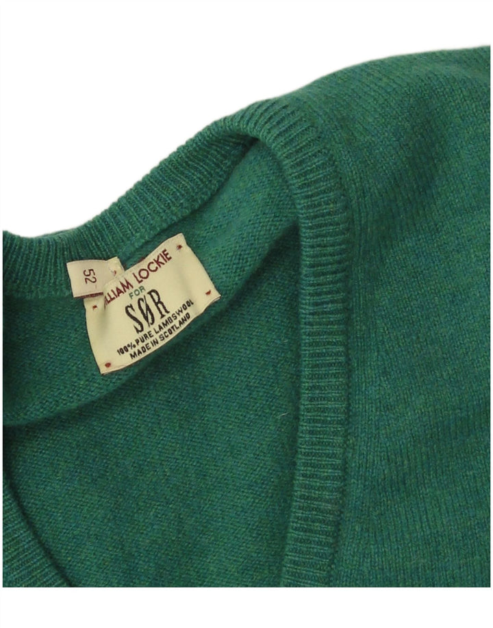 WILLIAM LOCKIE Maglione da uomo con scollo a V IT 52 Large Green Lambswool