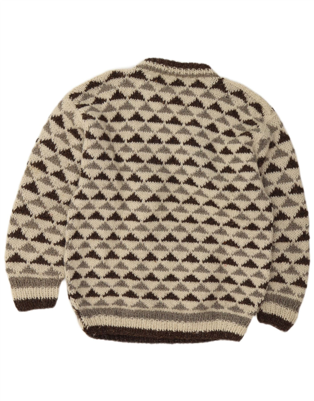 Maglione maglione girocollo da uomo vintage medio bianco sporco geometrico