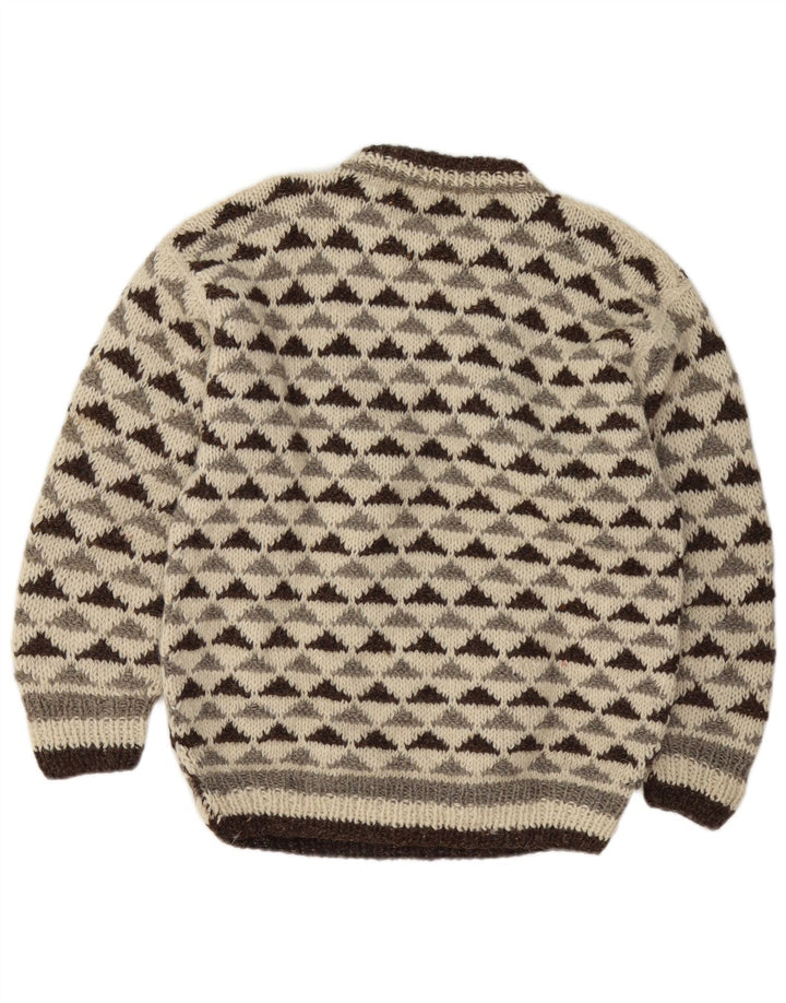 Maglione maglione girocollo da uomo vintage medio bianco sporco geometrico