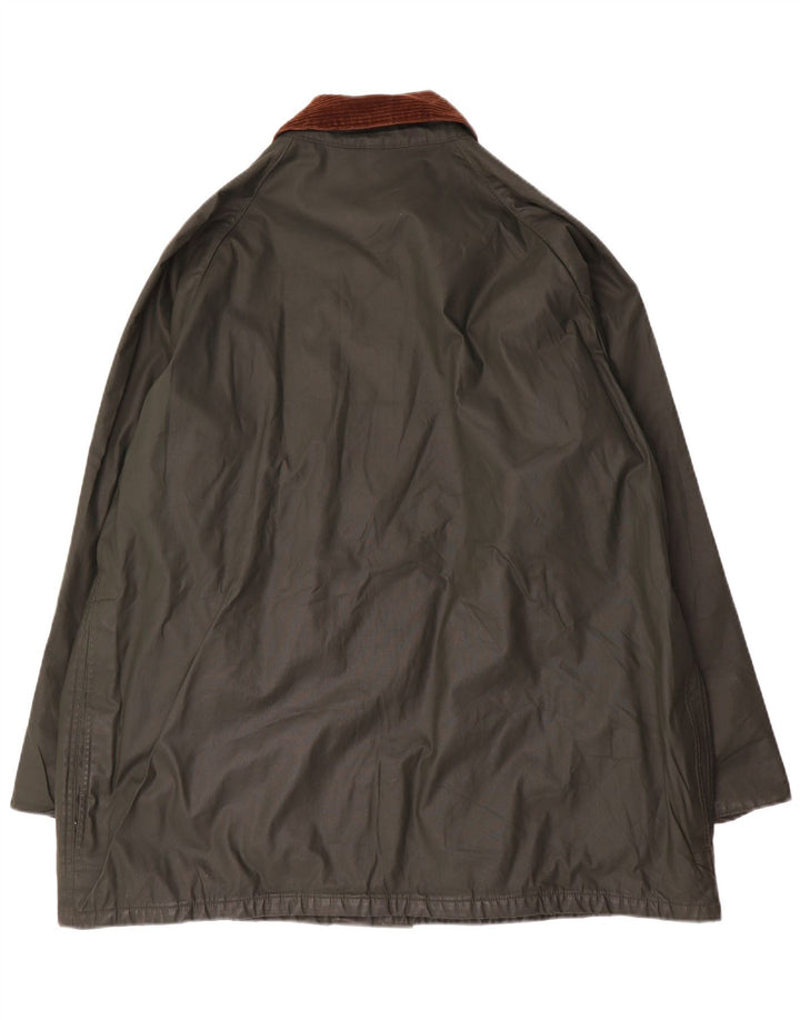 Giacca vintage da uomo in cotone cerato vestibilità ampia, grande verde