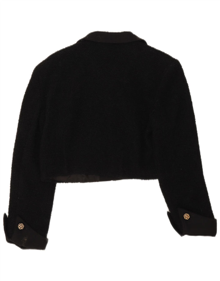 Giacca Bolero vintage da donna UK 10 piccola in lana nera