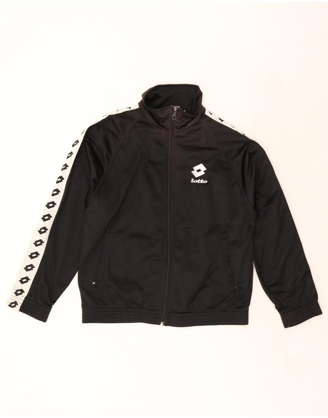 LOTTO Giacca da tuta grafica da uomo piccola in poliestere color block nero