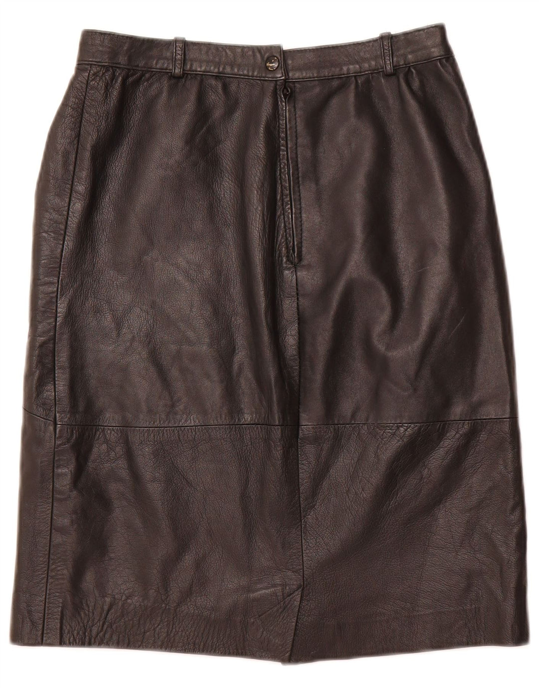 Gonna in pelle a vita alta da donna VINTAGE IT 48 XL W28 Pelle nera