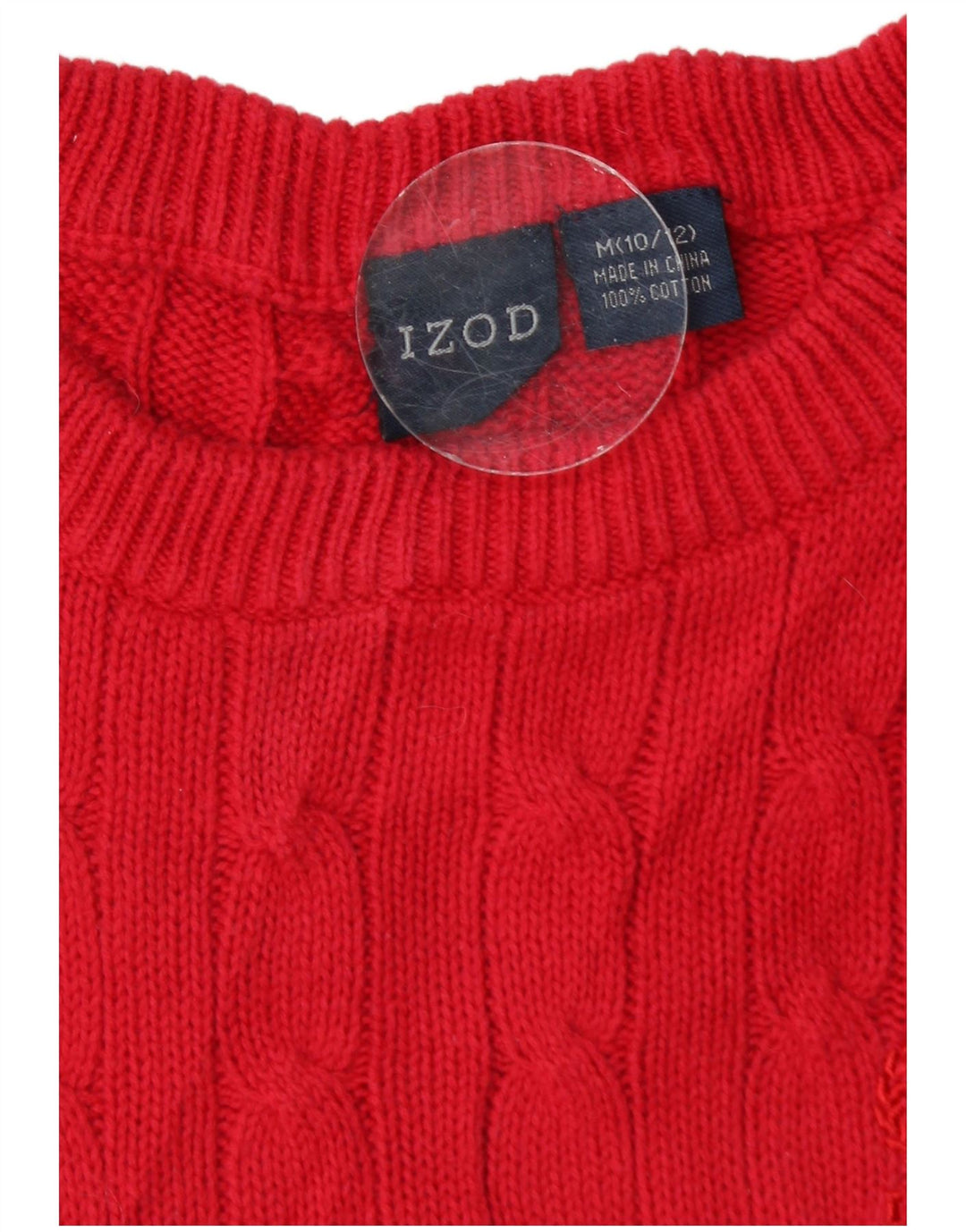 Maglione maglione con scollo a barca da donna Izod US 10/12 cotone rosso medio