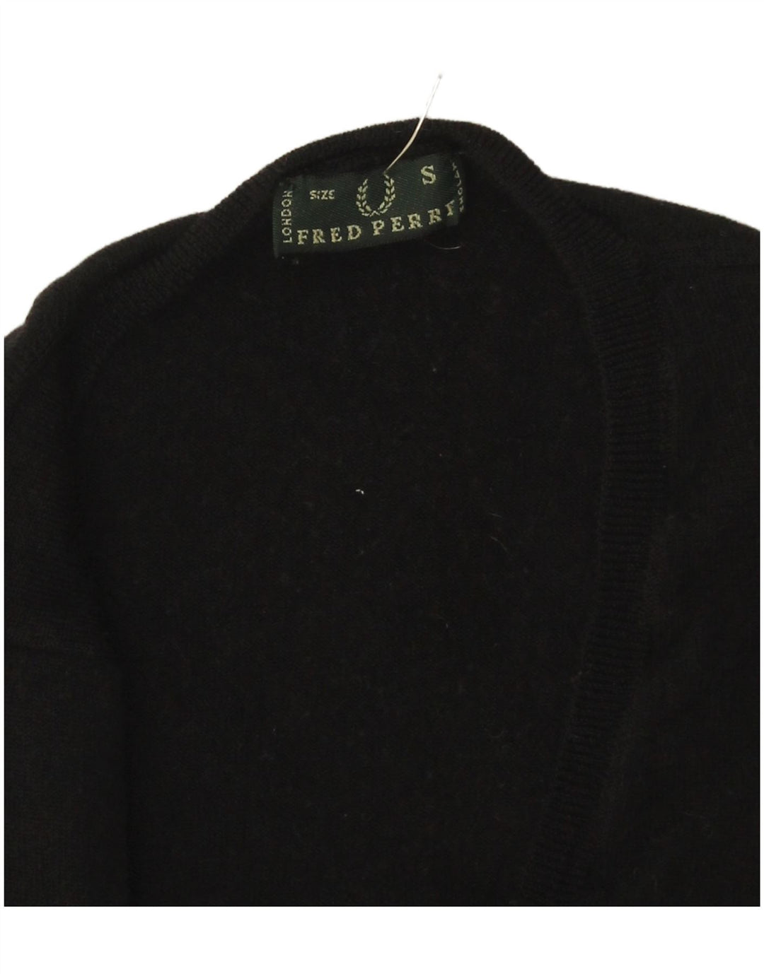 Maglione da donna con scollo a V Fred Perry UK 8 piccolo in lana merino nera