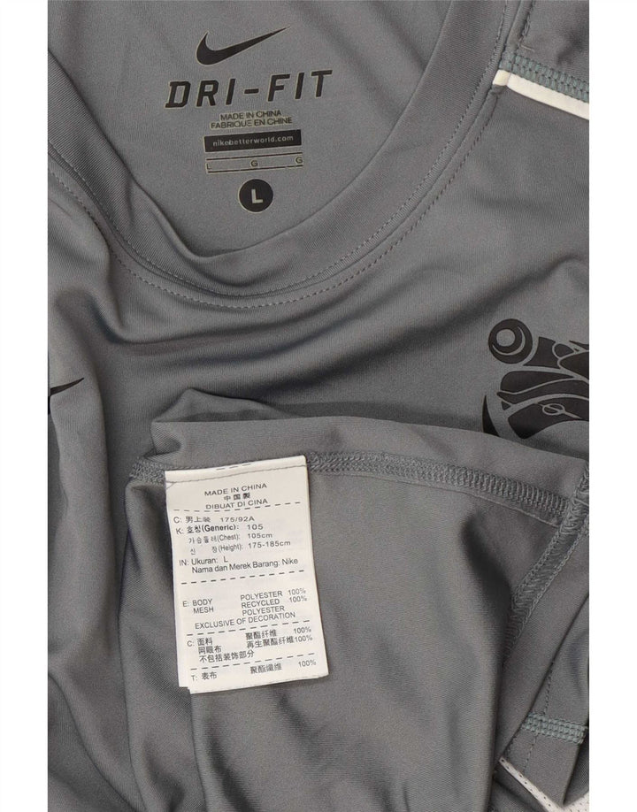 T-shirt Nike Dri Fit da uomo, grande, in poliestere color block grigio